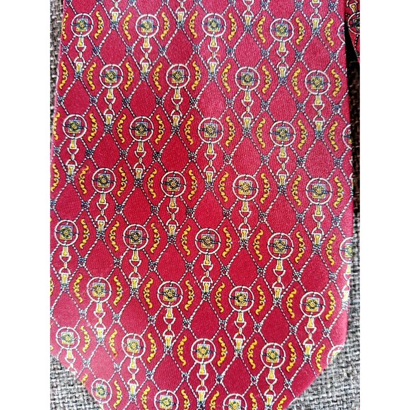 Tie 70s 80s 90s Y2K Mens Romario Manzini Red Yellow Blue 3.75 Wide 58 Long - Picture 2 of 5